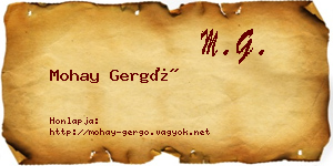 Mohay Gergő névjegykártya